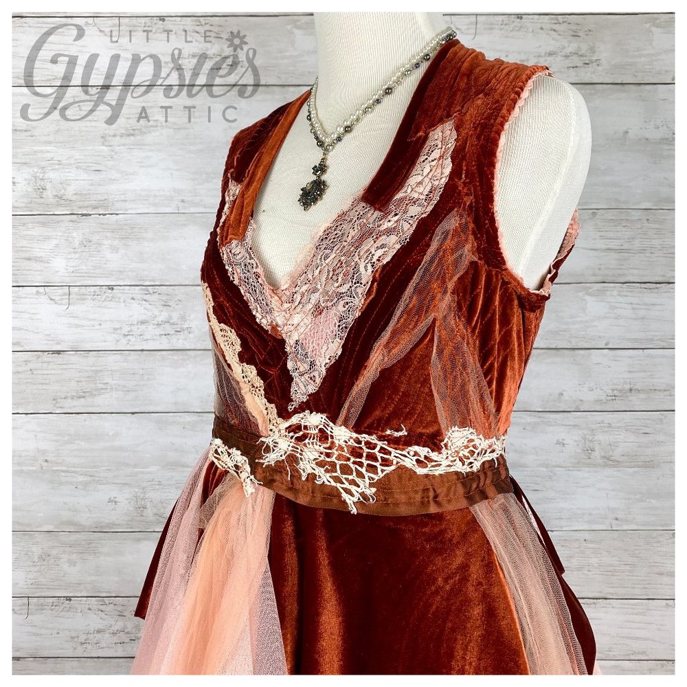 Listing Taken Down and Relisted, OOAK S/M Woodland Rust Victorian Fairy Dress - Picture 8 of 13